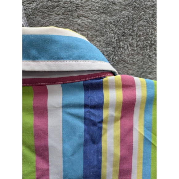 Striped Button Up Shirt Women's Large Estimated Vibrant Colorful - Picture 6 of 7